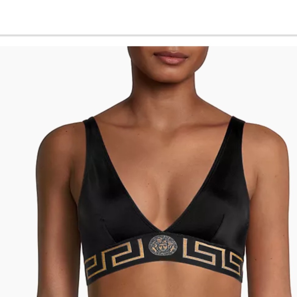 NWT Versace Greca Triangle Bikini Top